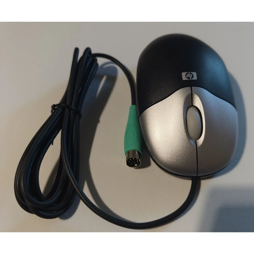 Genuine HP M-SBF96 Silver/Black Three Button PS/2 Optical Scroll Wheel Mouse